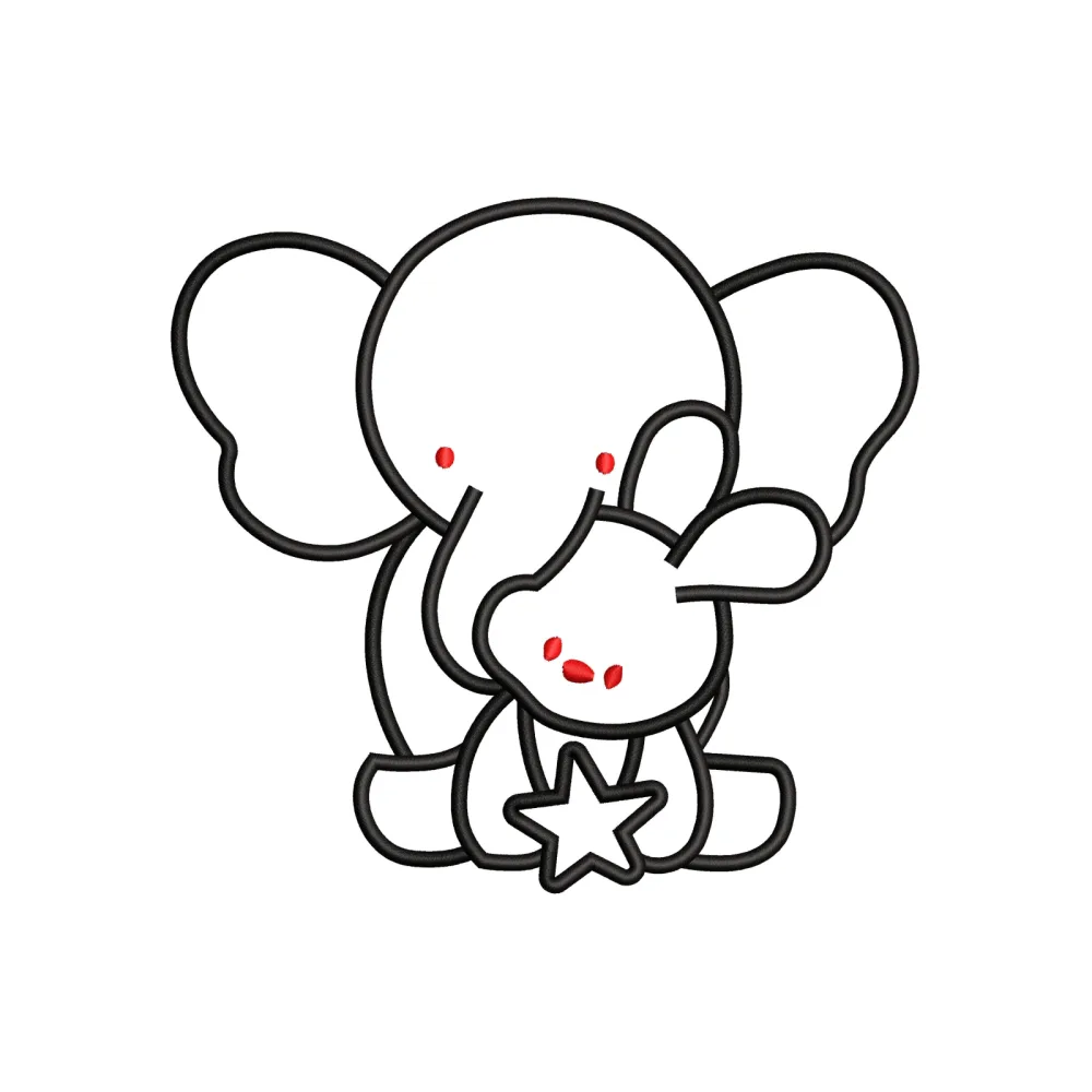 Elephant Baby Embroidery Design