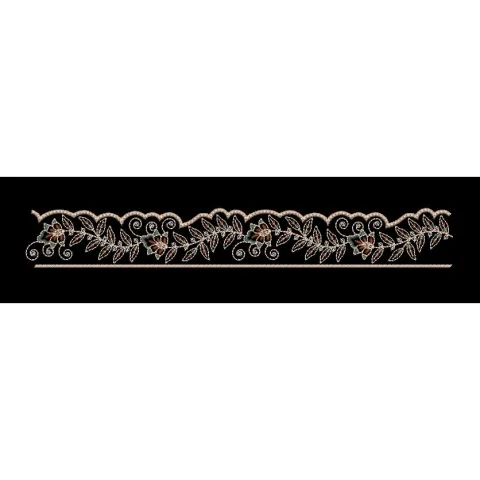 Scroll Vine and Tulip Scallop Embroidery Design
