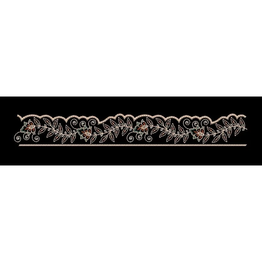 Scroll Vine and Tulip Scallop Embroidery Design