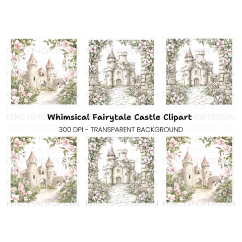 Enchanted Fairy Tale Castle Clipart Bundle