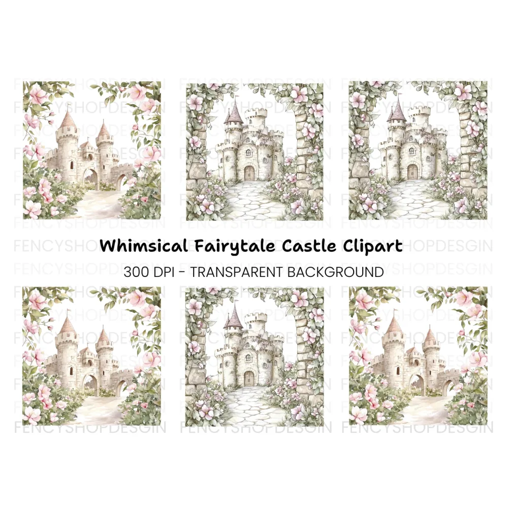 Enchanted Fairy Tale Castle Clipart Bundle