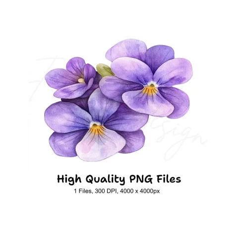 Purple Pansy Clipart Bundle