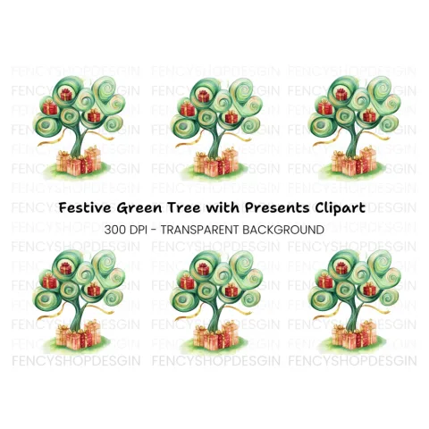 Whimsical Gift Tree Clipart Bundle