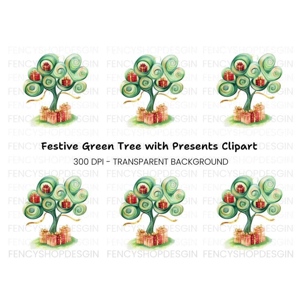Whimsical Gift Tree Clipart Bundle