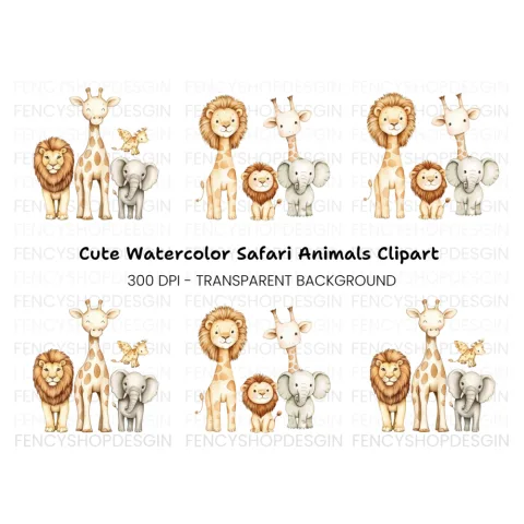 Charming Safari Animal Clipart Bundle