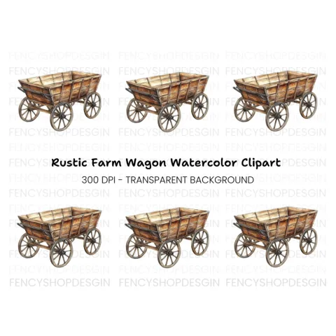 Single Wooden Wagon Clipart Bundle