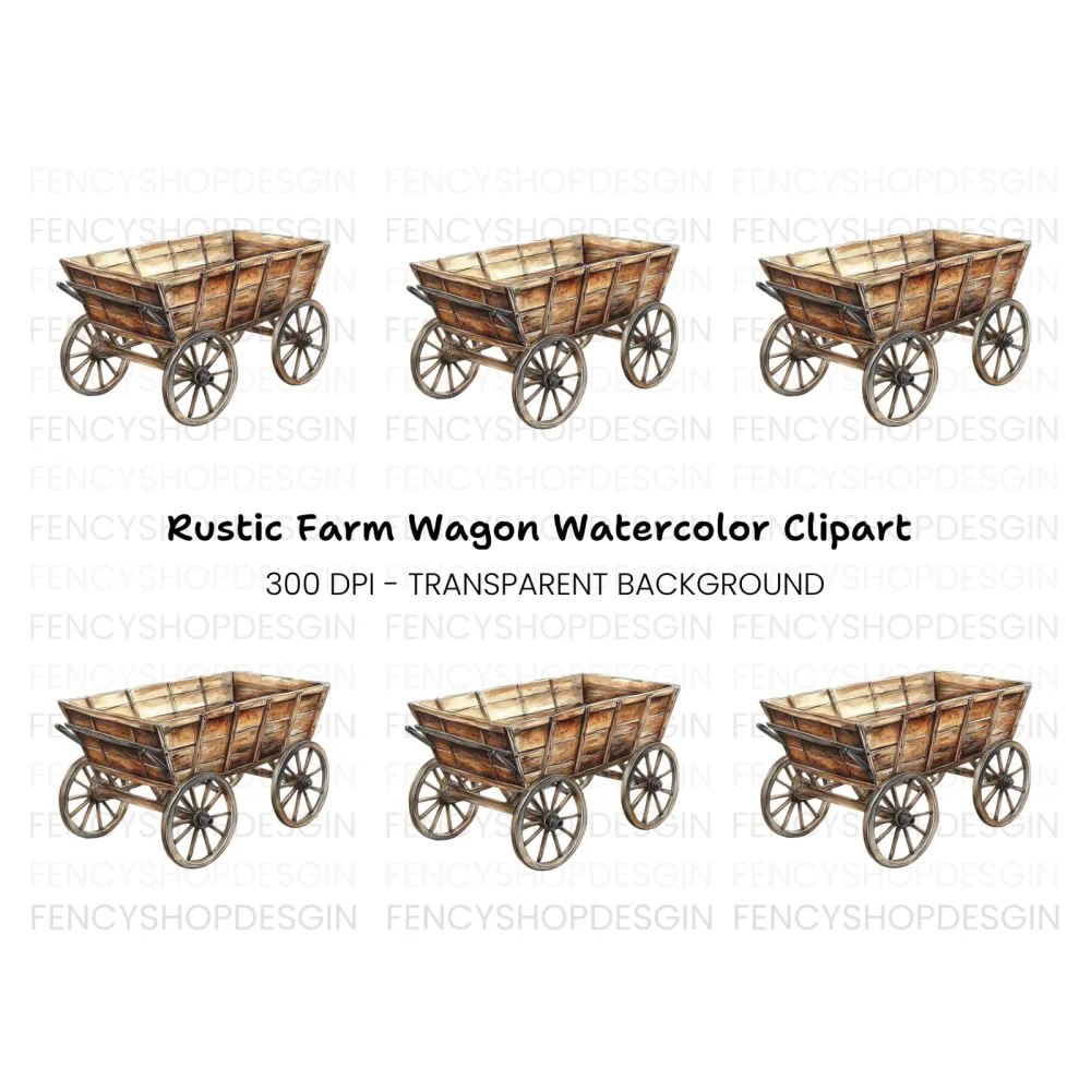 Single Wooden Wagon Clipart Bundle