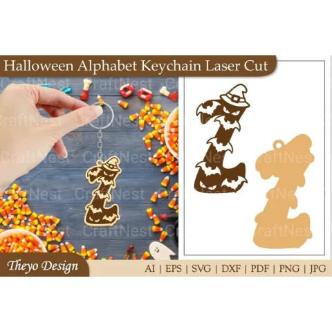 Halloween Keychain Alphabet SVG