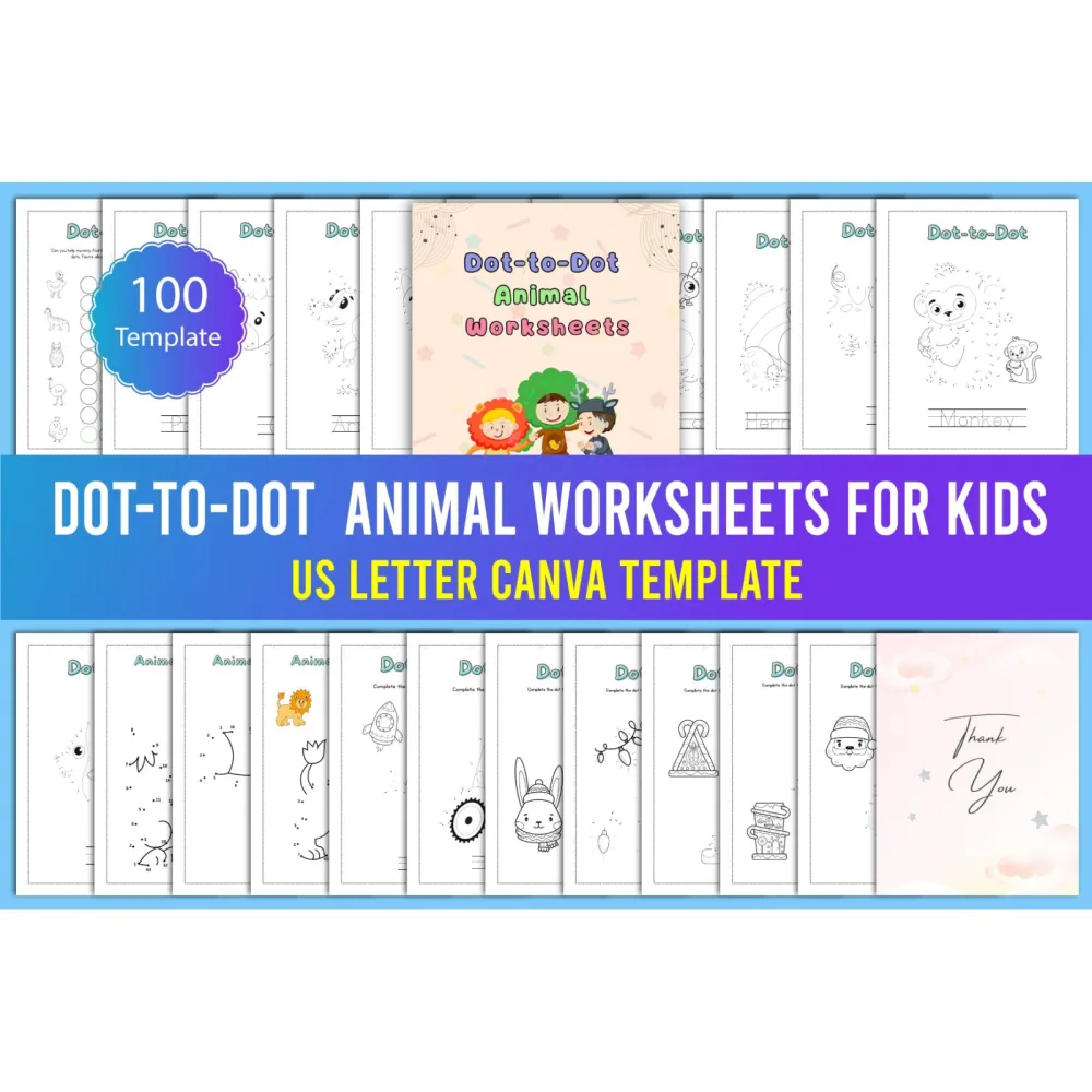 Dot-to-Dot Animal Worksheets for Kids Book