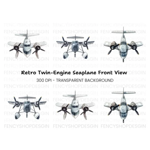 Top View Seaplane Clipart Bundle