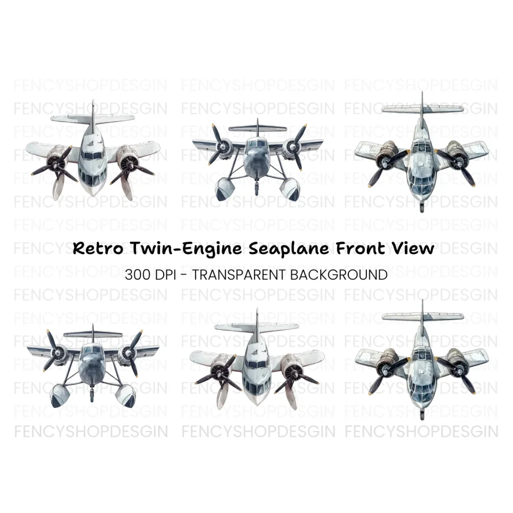 Top View Seaplane Clipart Bundle