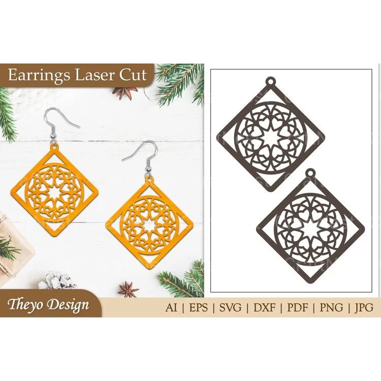 Lasercut Mandala Earrings SVG Bundle