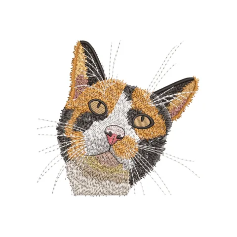 Cat Head Embroidery Design