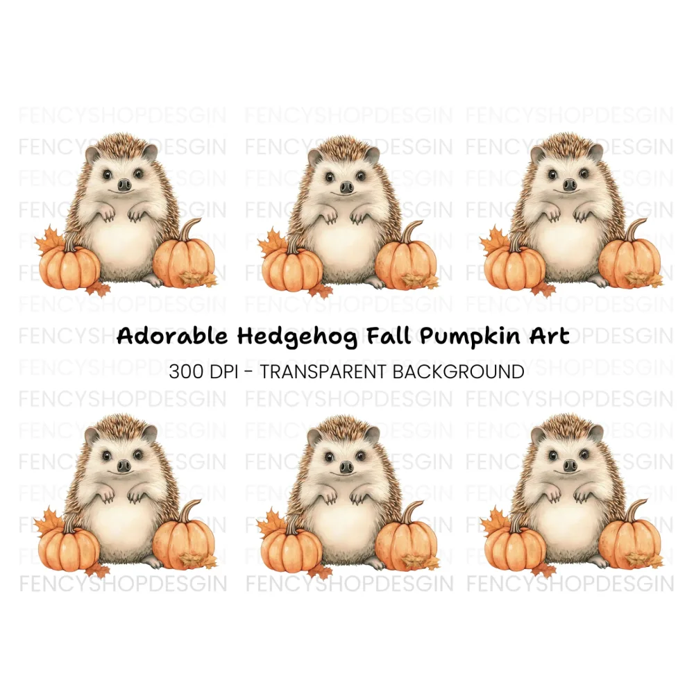 Hedgehog and Pumpkins Fall Clipart Bundle
