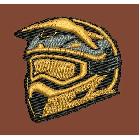 Helmet Yellow Colour Embroidery Design
