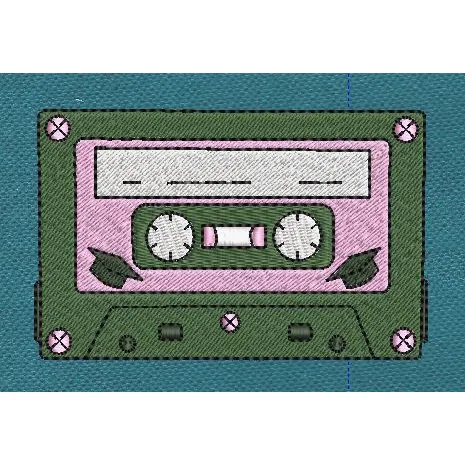 Retro Tape Audio Cassette Graphic Embroidery Design