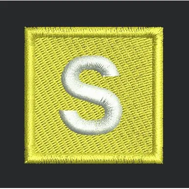 Yellow Square Letter S Monogram Embroidery Design
