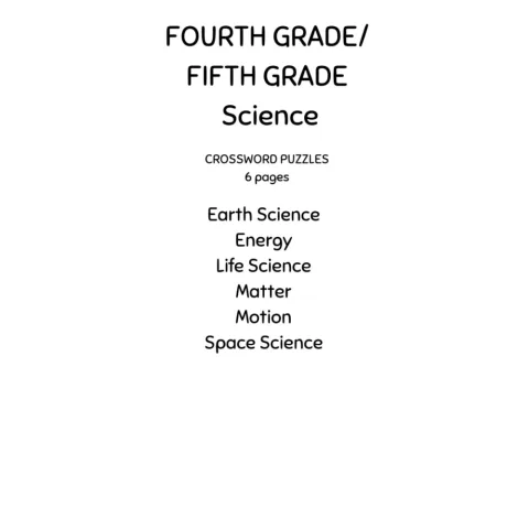 4th Grade Science Crossword Puzzles 0771