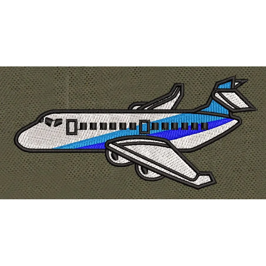 Airplane Commercial Jet Embroidery Design
