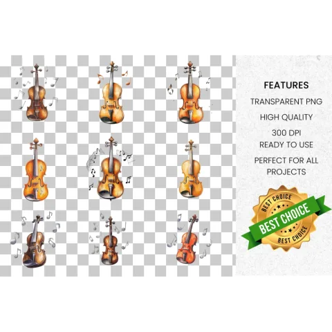 Violin Music Notes Clipart Bundle