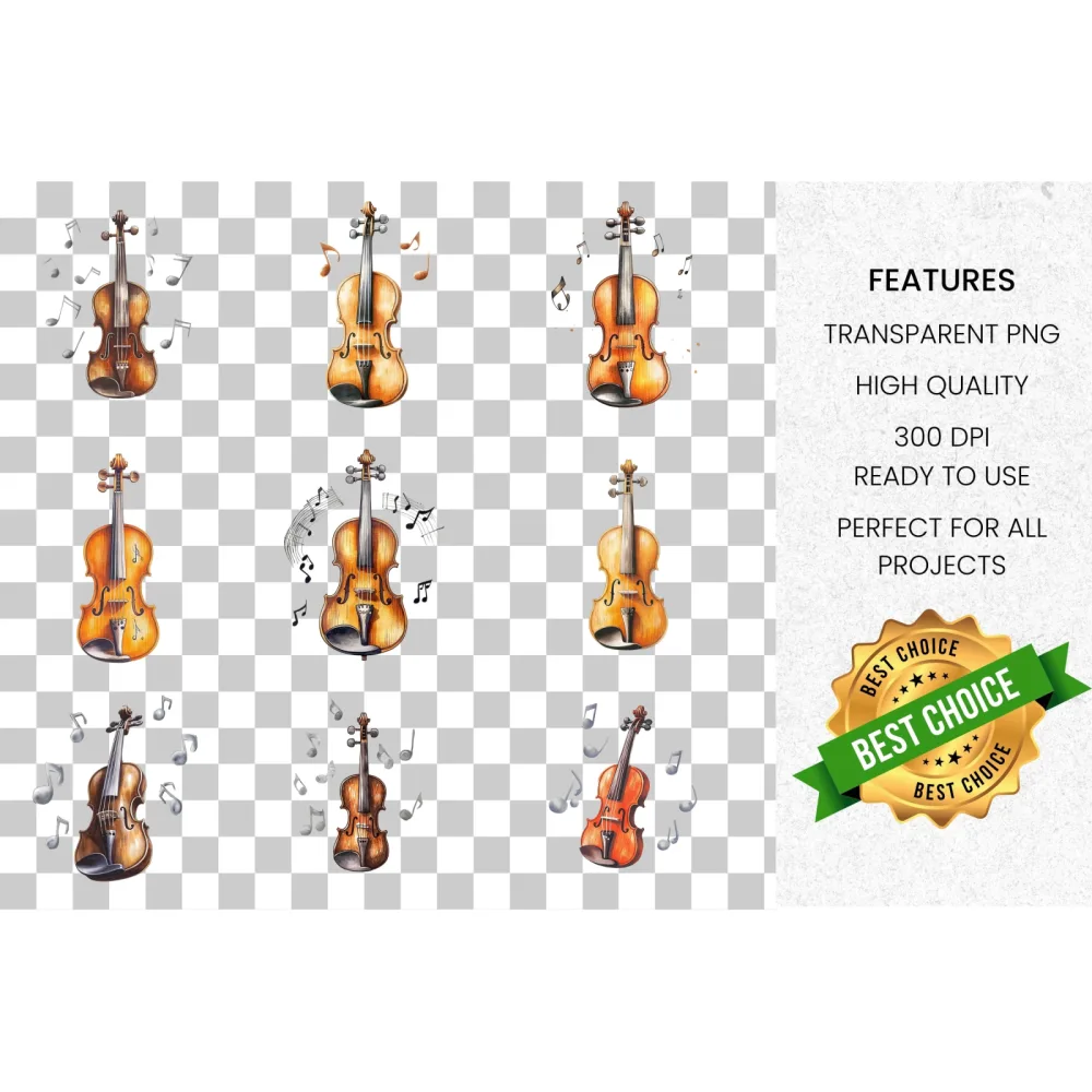 Violin Music Notes Clipart Bundle