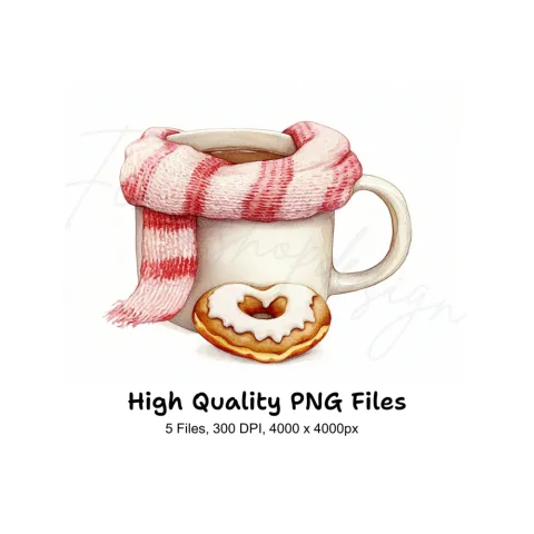 Cozy Winter Donut Clipart Bundle