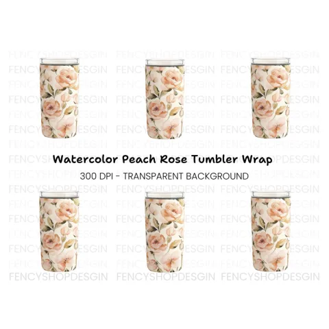 Vintage Peach Floral Tumbler Clipart Bundle