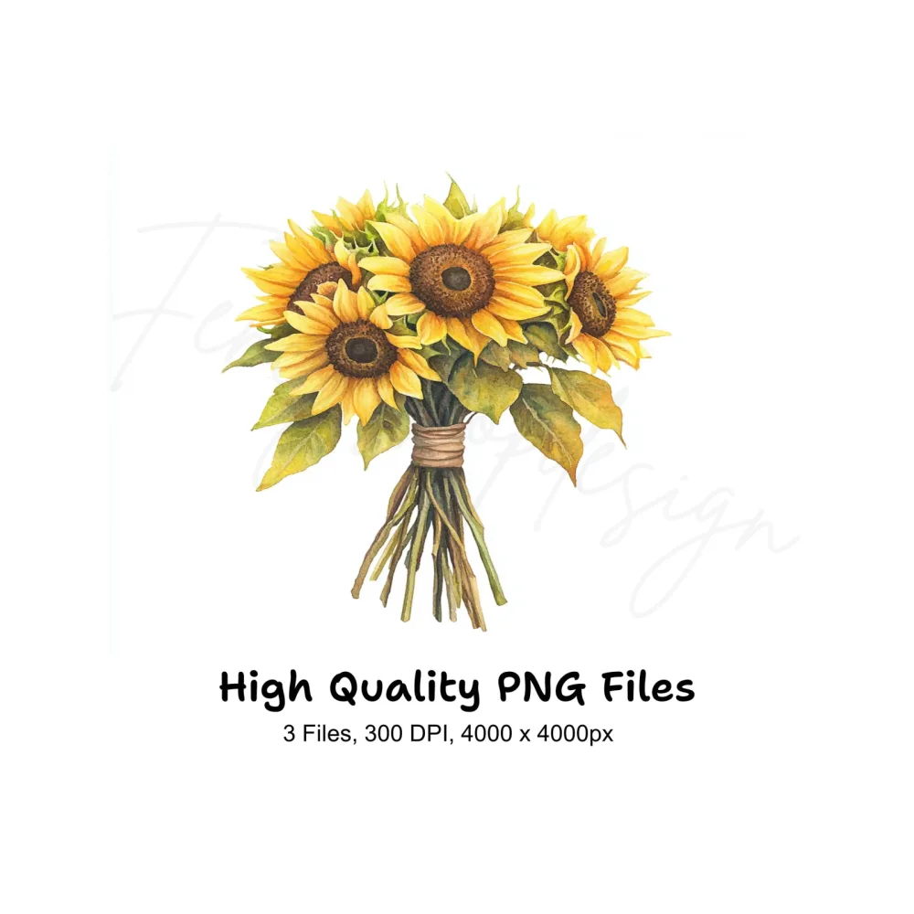Sunflower Bouquet Clipart Bundle
