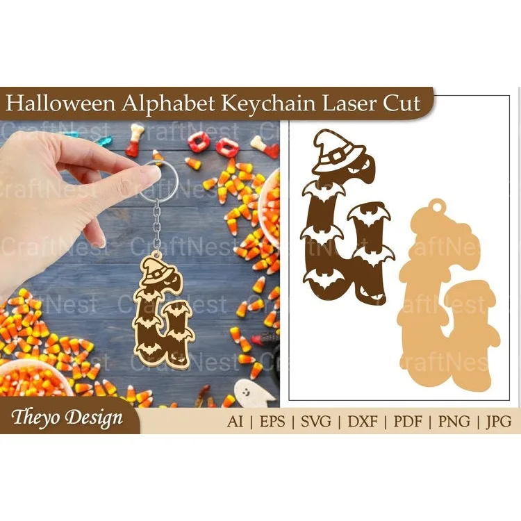 Halloween Keychain Alphabet SVG
