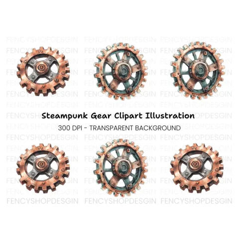 Rustic Steampunk Gears Clipart Bundle