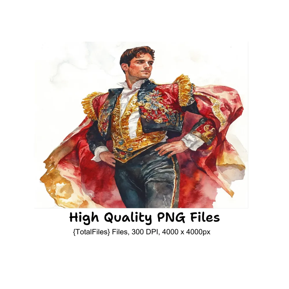 Elegant Matador in Red Cape Clipart Bundle