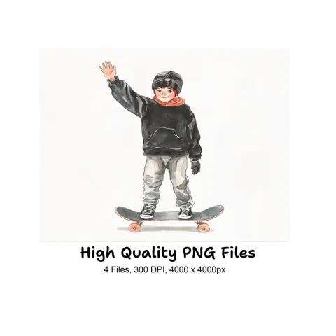 Kids Skateboard Clipart Bundle