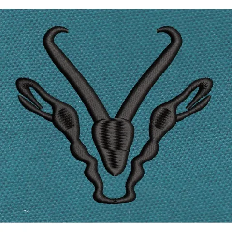 Kudu Silhouette Black Minimalist Horns Embroidery Design