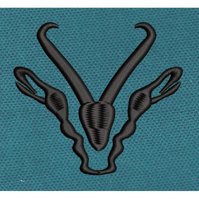 Kudu Silhouette Black Minimalist Horns Embroidery Design