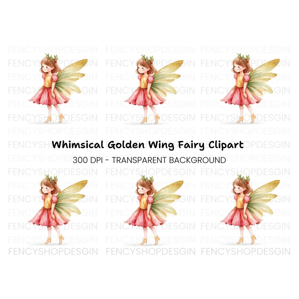 Christmas Fairy with Holly Clipart Bundle