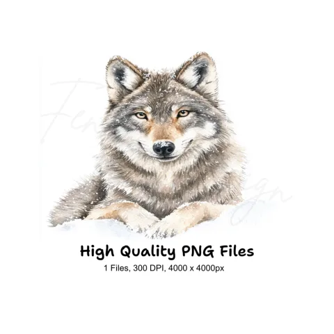 Wolf in Snow Clipart Bundle
