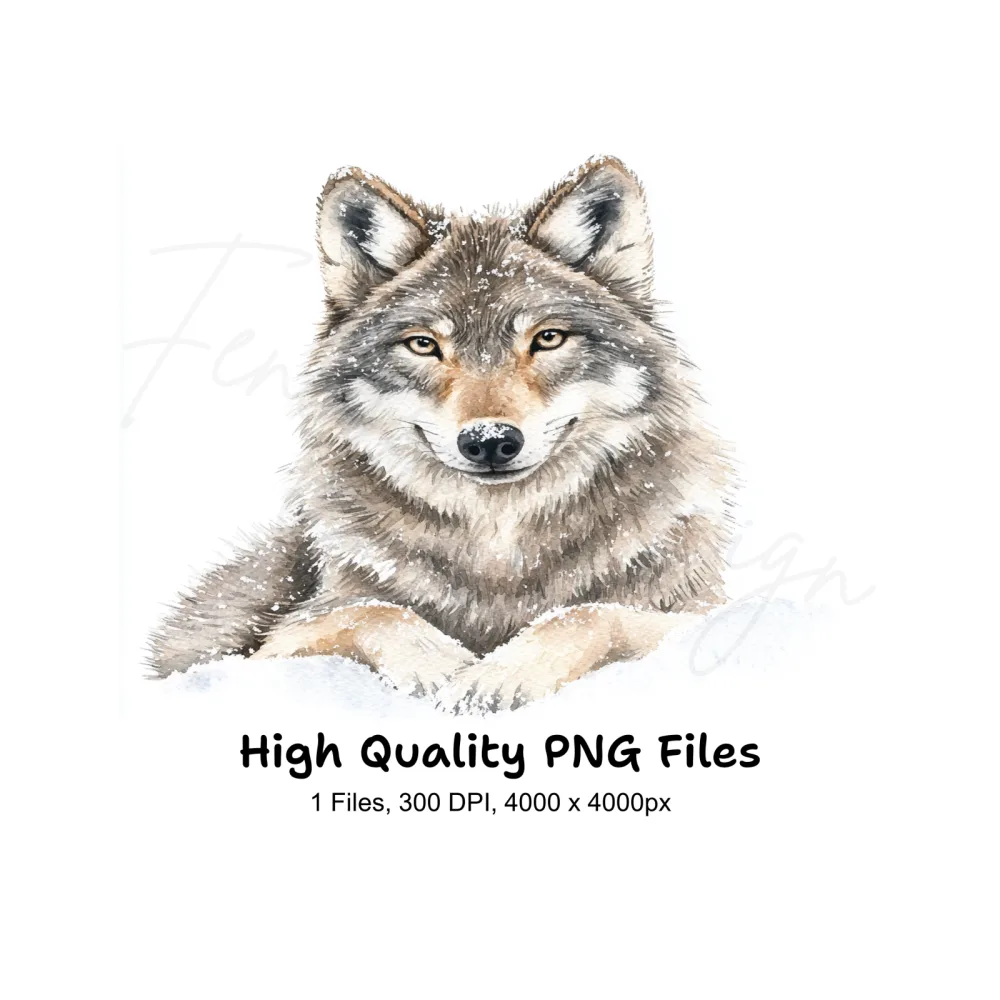 Wolf in Snow Clipart Bundle