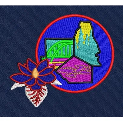 Floral Bridge Emblem Embroidery Design