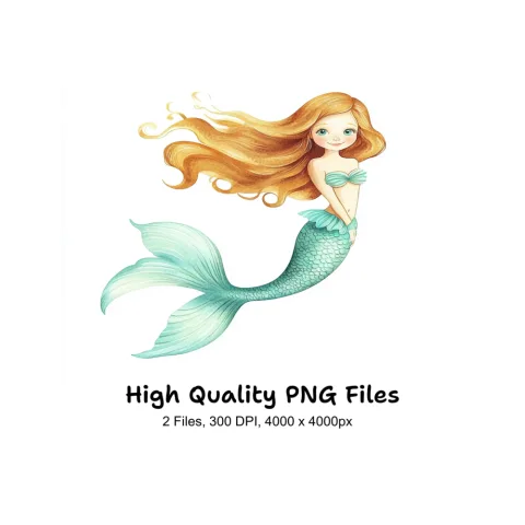 Charming Mermaid Illustrations Clipart Bundle