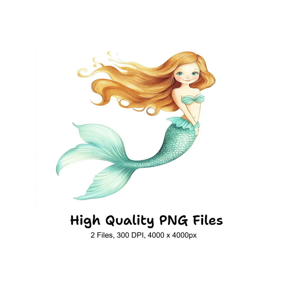 Charming Mermaid Illustrations Clipart Bundle
