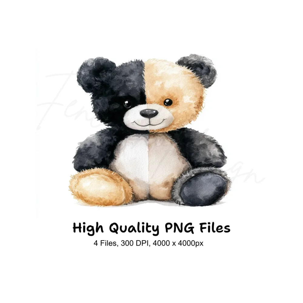 Cute Two Tone Teddy Bear Clipart Bundle