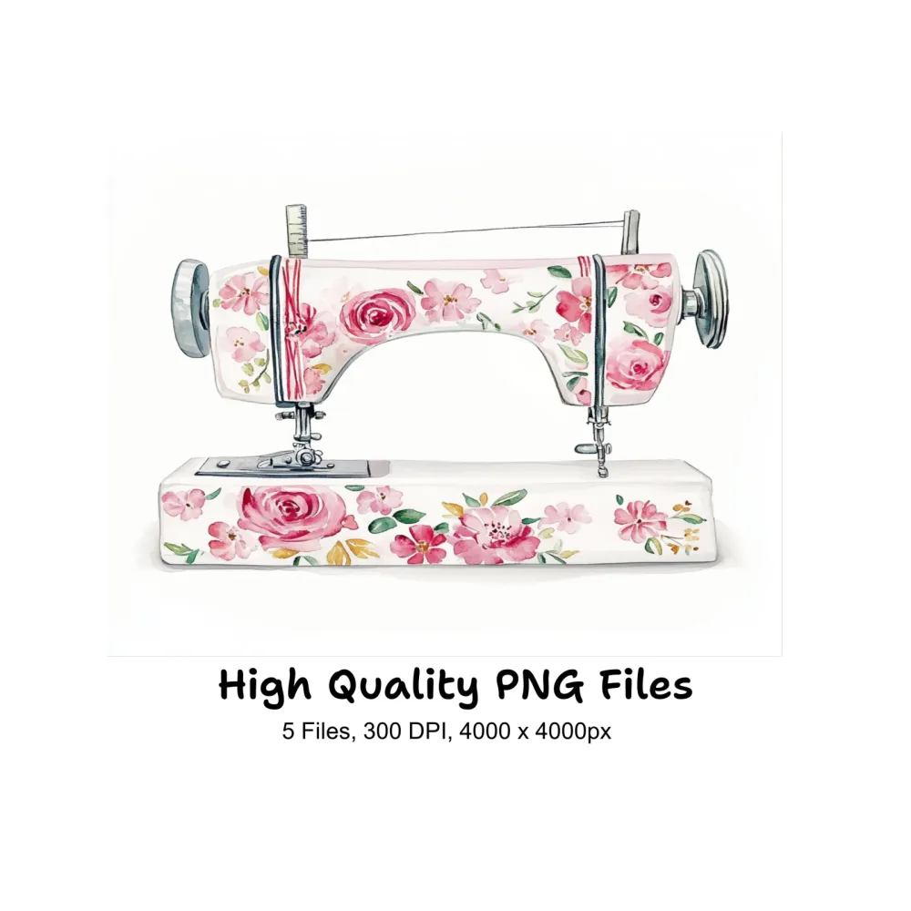 Vintage Floral Sewing Machine Clipart Bundle