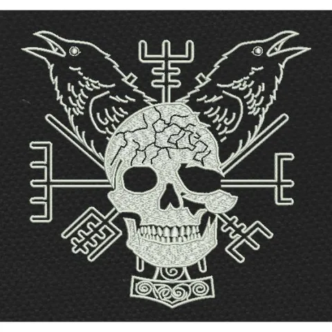 Viking Skull White Embroidery Design