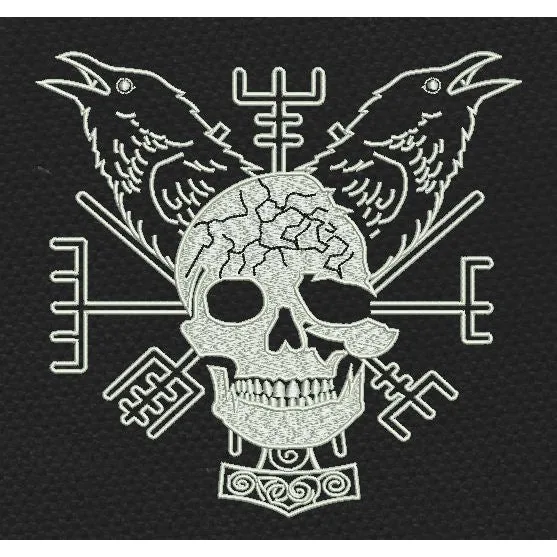 Viking Skull White Embroidery Design