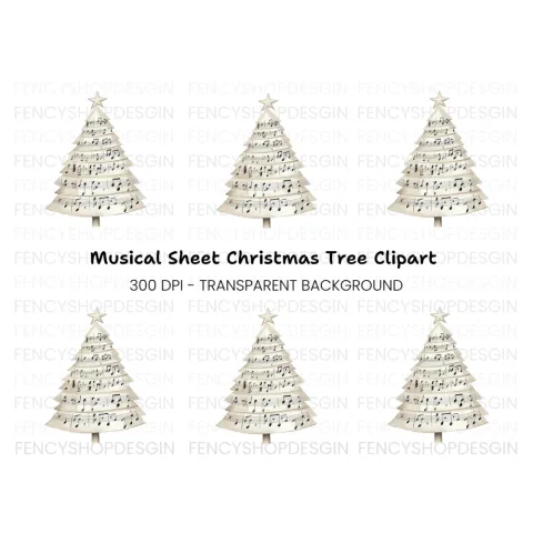 Christmas Tree Sheet Music Clipart Bundle