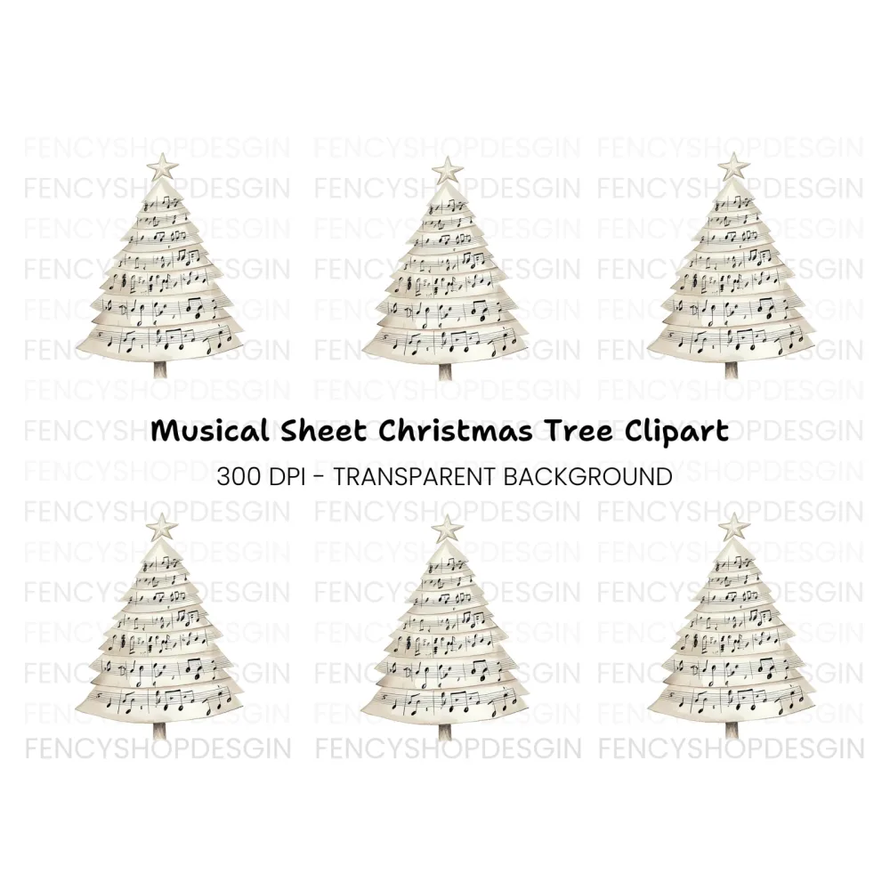 Christmas Tree Sheet Music Clipart Bundle