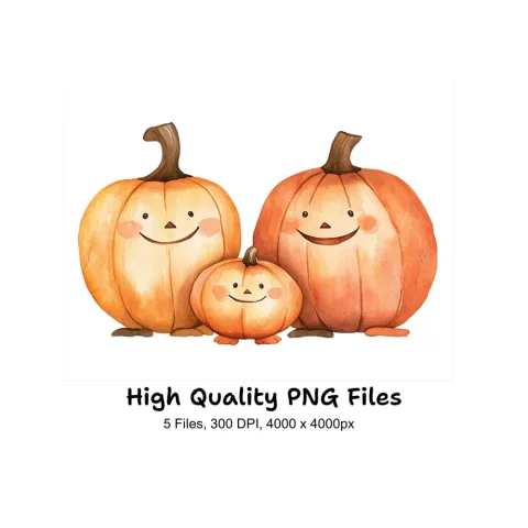 Cute Halloween Pumpkin Clipart Bundle