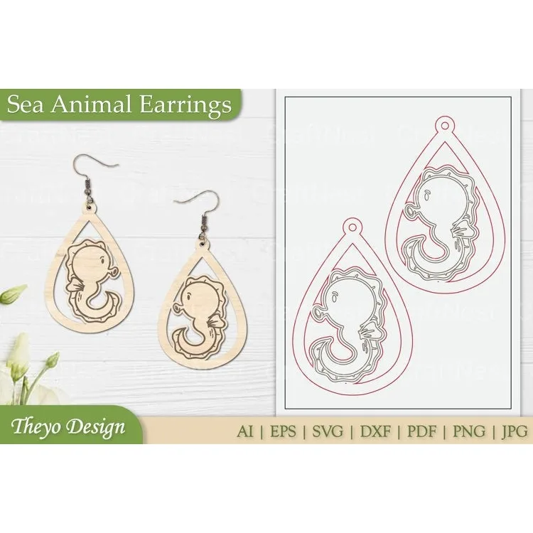 Sea Animal Earrings SVG Bundle