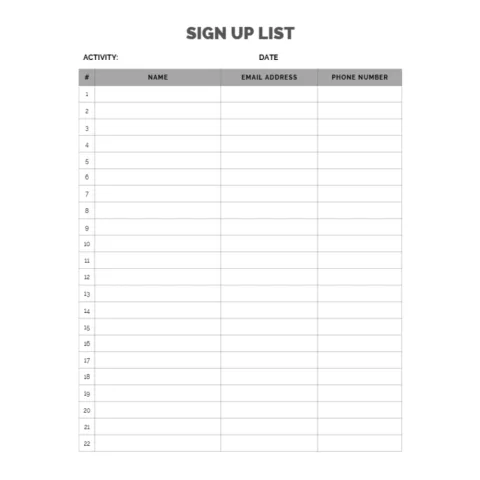 Sign Up List Bundle