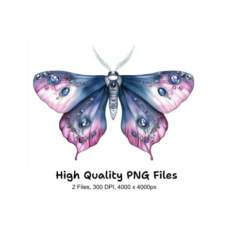 Jeweled Moth Clipart Bundle